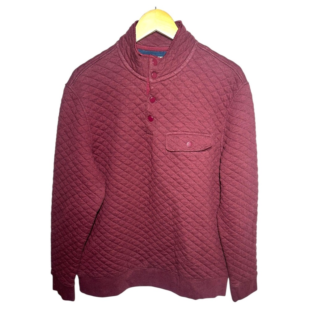 Jos. A Bank Men's Size M Maroon Quilted Henley Pullover Tailored Fit Sweater